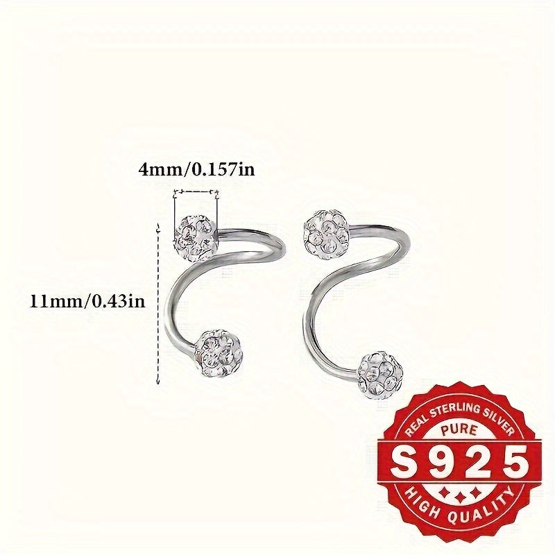 A Pair Of Sparkling Spherical Earrings with Screw Type S-shaped Earrings - Anti Allergic, Suitable for Holiday Gifts And Festive Parties, Very Suitable for Women to Wear