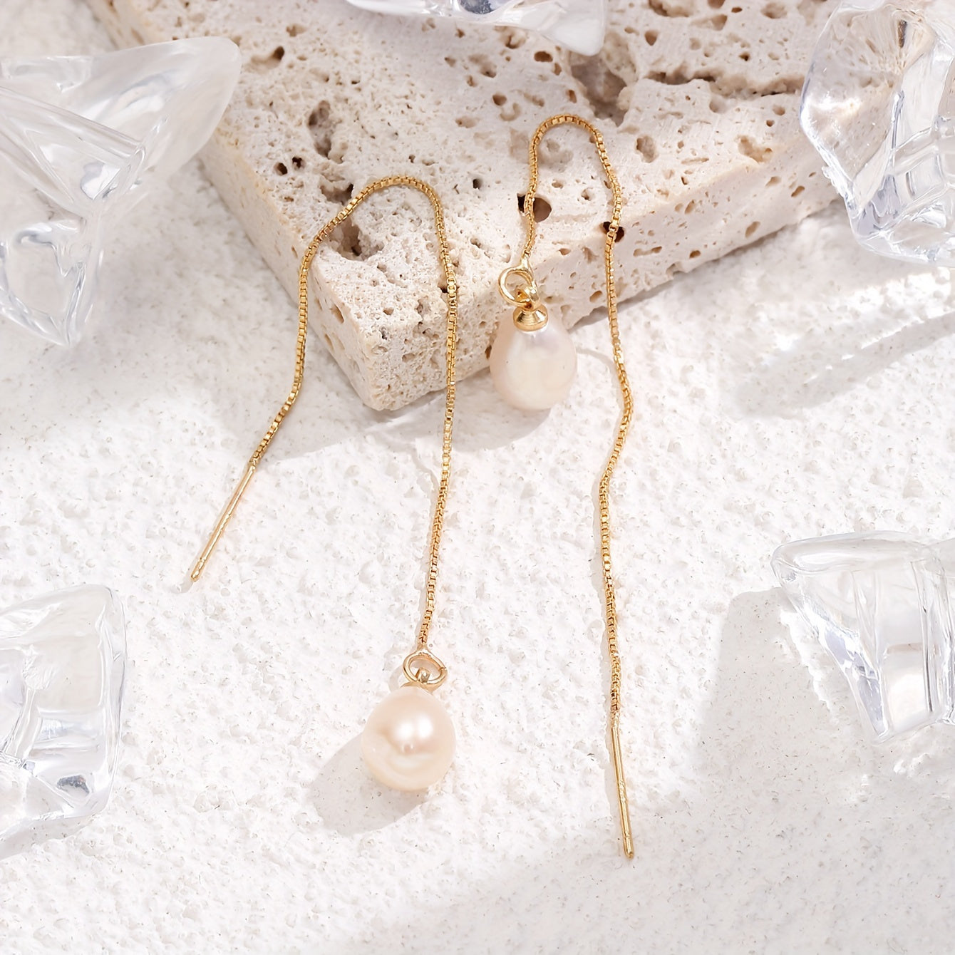 1 Pair Exquisite Freshwater Imitation Pearl Pendant Long Dangle Earrings - Elegant Simple Style, Trendy Female Gift, Hypoallergenic, Nickel-Free, Long-Lasting, Durable, Perfect for Any Occasion, for Teenager
