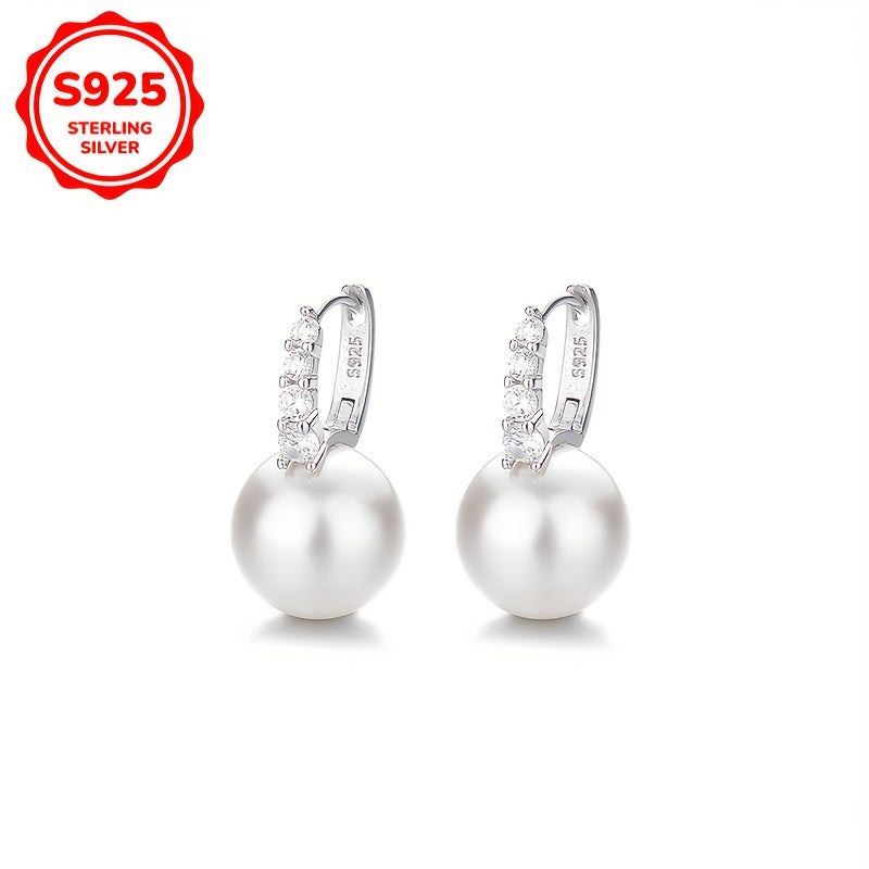 1 Pair Ladies Fashion Vintage Elegant Ring Earrings, Simple Luxury, 925 Silver, 3.9g, Synthetic Zirconia Mosaic, with Sterling Silver Ear Needle, for Daily, Party, Mother'S Day, Anniversary, Valentine'S Day, Birthday, Christmas