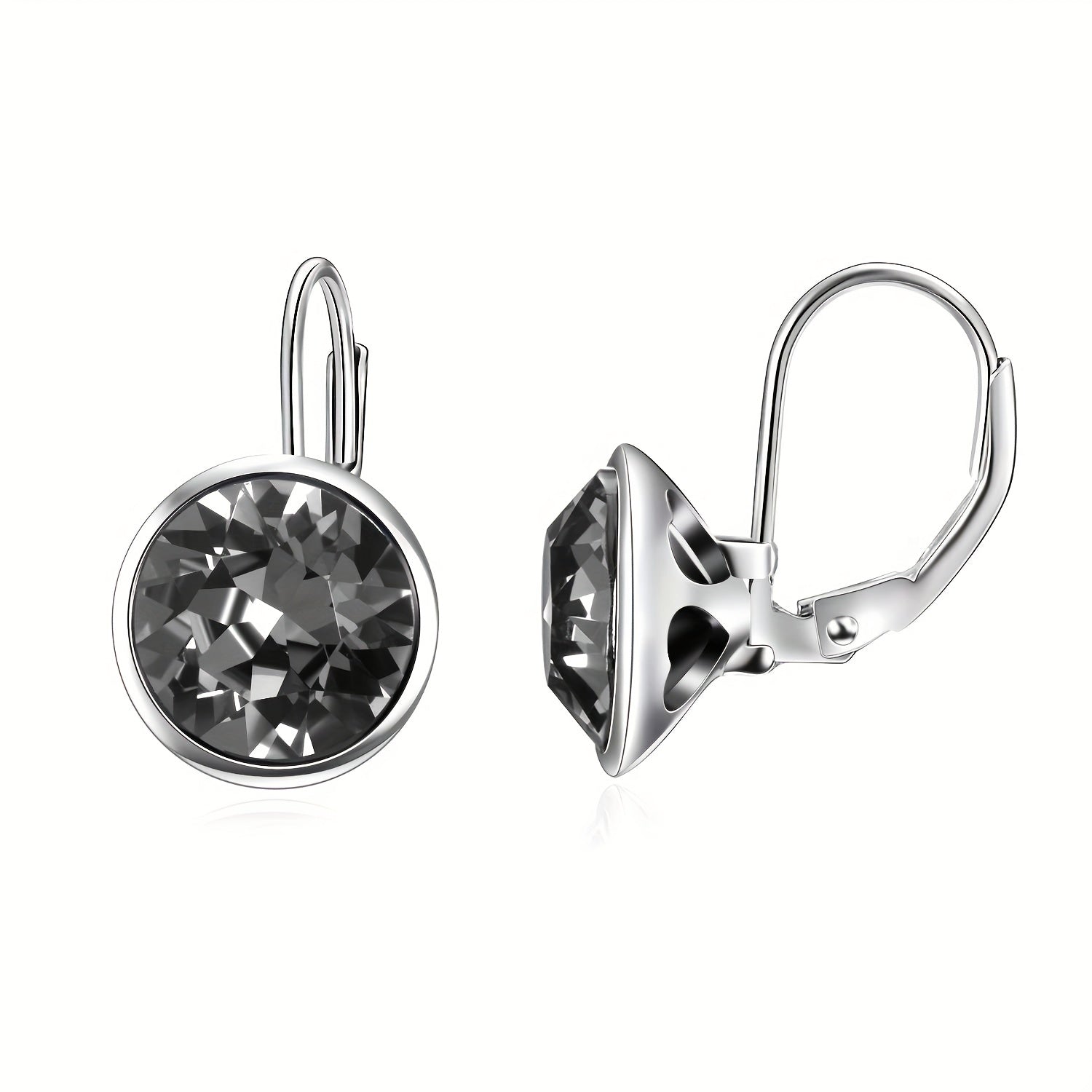 S925 Sterling Silver Bella Earrings Embellished with Artificial Crystal Pierced Leverback Cushion Cut Earrings, Fine Jewelry Gifts for Women, Best for Christmas