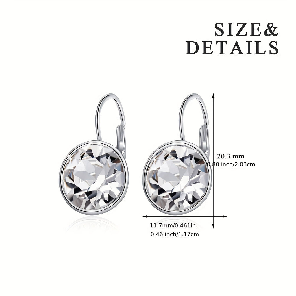 S925 Sterling Silver Bella Earrings Embellished with Artificial Crystal Pierced Leverback Cushion Cut Earrings, Fine Jewelry Gifts for Women, Best for Christmas