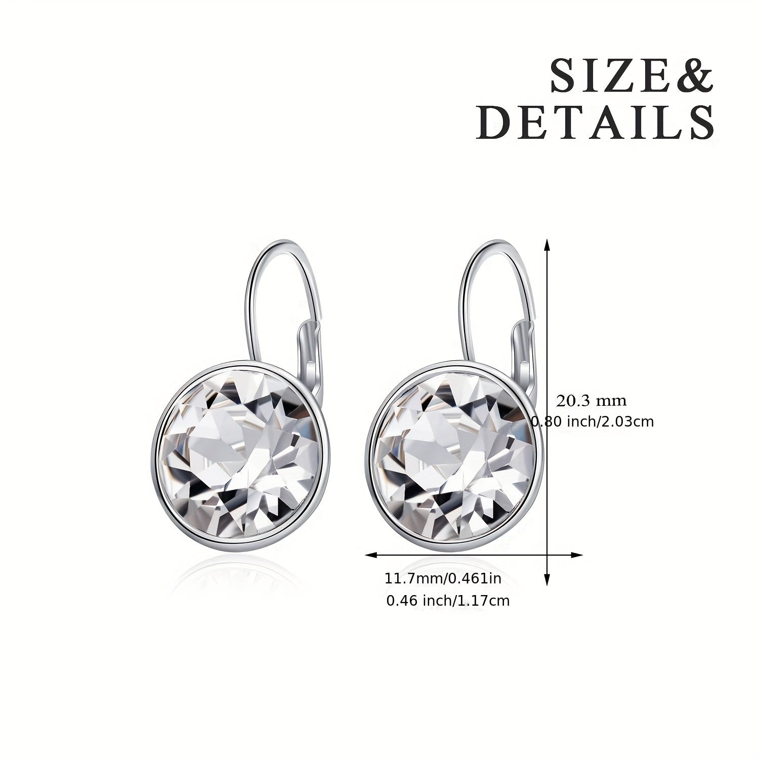 S925 Sterling Silver Bella Earrings Embellished with Artificial Crystal Pierced Leverback Cushion Cut Earrings, Fine Jewelry Gifts for Women, Best for Christmas