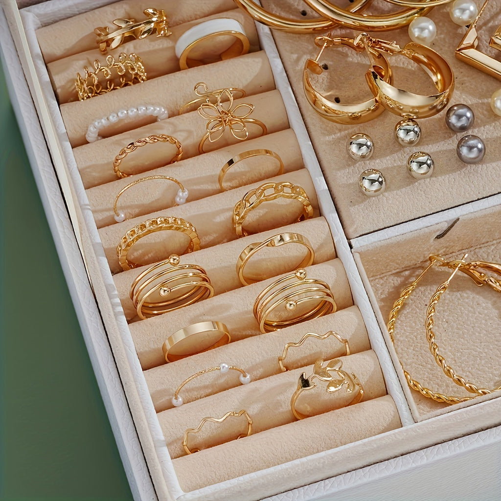 86pcs Fashionable Elegant Necklace, Earrings, Rings, and Studs Jewelry Set for Women & s - Versatile Casual Attire or Holiday Gift, No Box Included