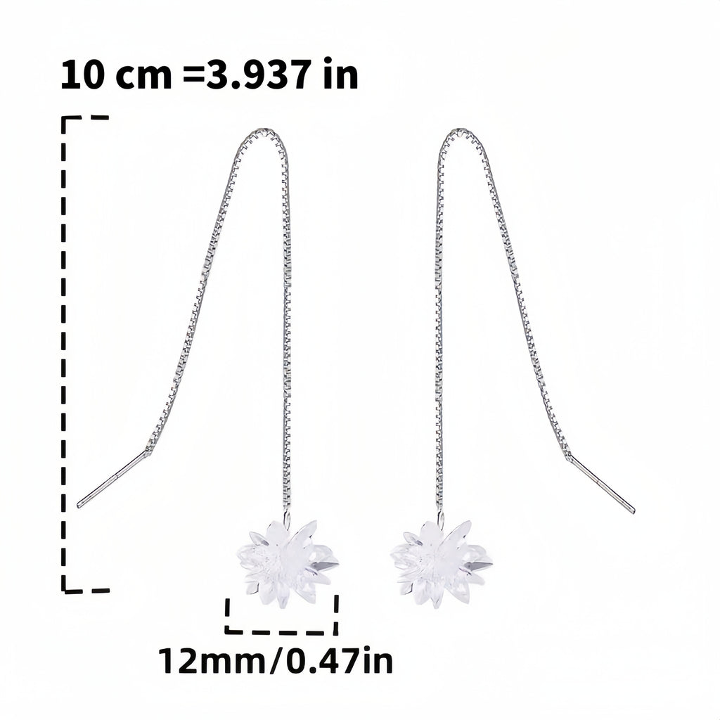 925 sterling Silvery earrings with sparkling flower design, set with sparkling low sensitivity earrings, wedding jewelry