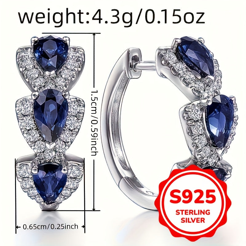 A Pair of 925 Sterling Silver Round Earrings for Ladies' Fashion Rings, with an Elegant And Luxurious Style, Are Suitable for Brides' Engagement And Wedding Jewelry