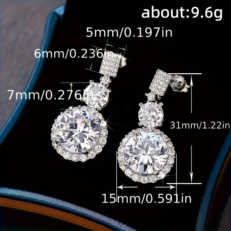 2pcs S925 925 Silver Plated with 5 Karat Moisan Stone Lop-Ear Earrings Fire Color Super Shine Luxury Hot Deal Party Wedding Holiday Event Daily Wear, Engagement Wedding Holiday, Birthday, Anniversary Ideal Gift